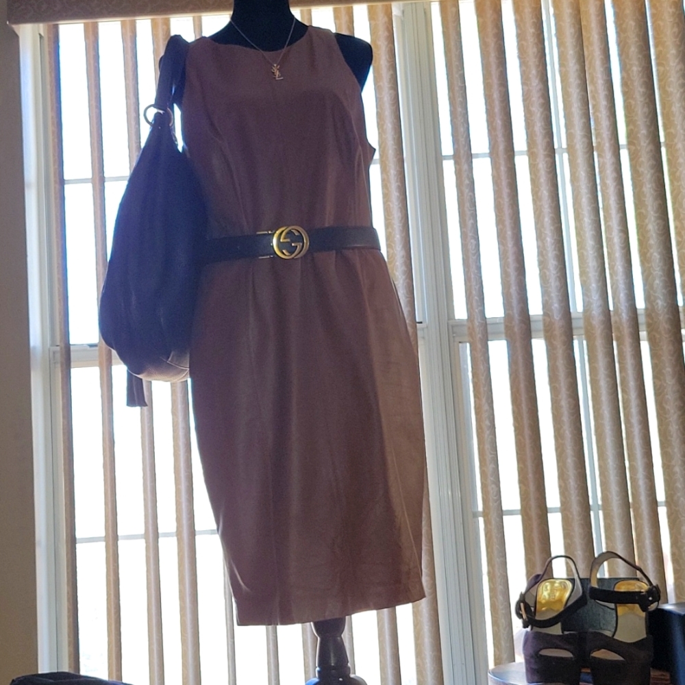 Vince Camuto faux leather brown dress